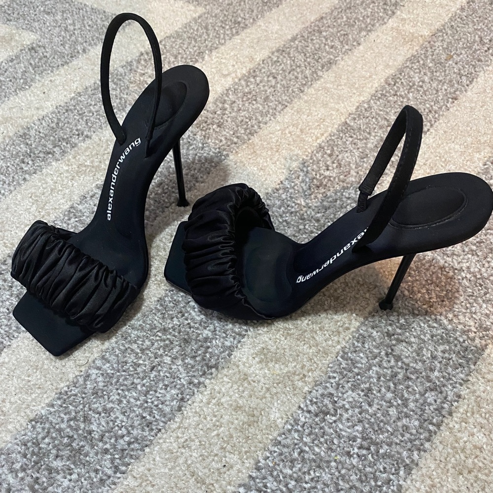 Authentic Alexander Wang, Julie Scrunchie High Heel Sandal in Black